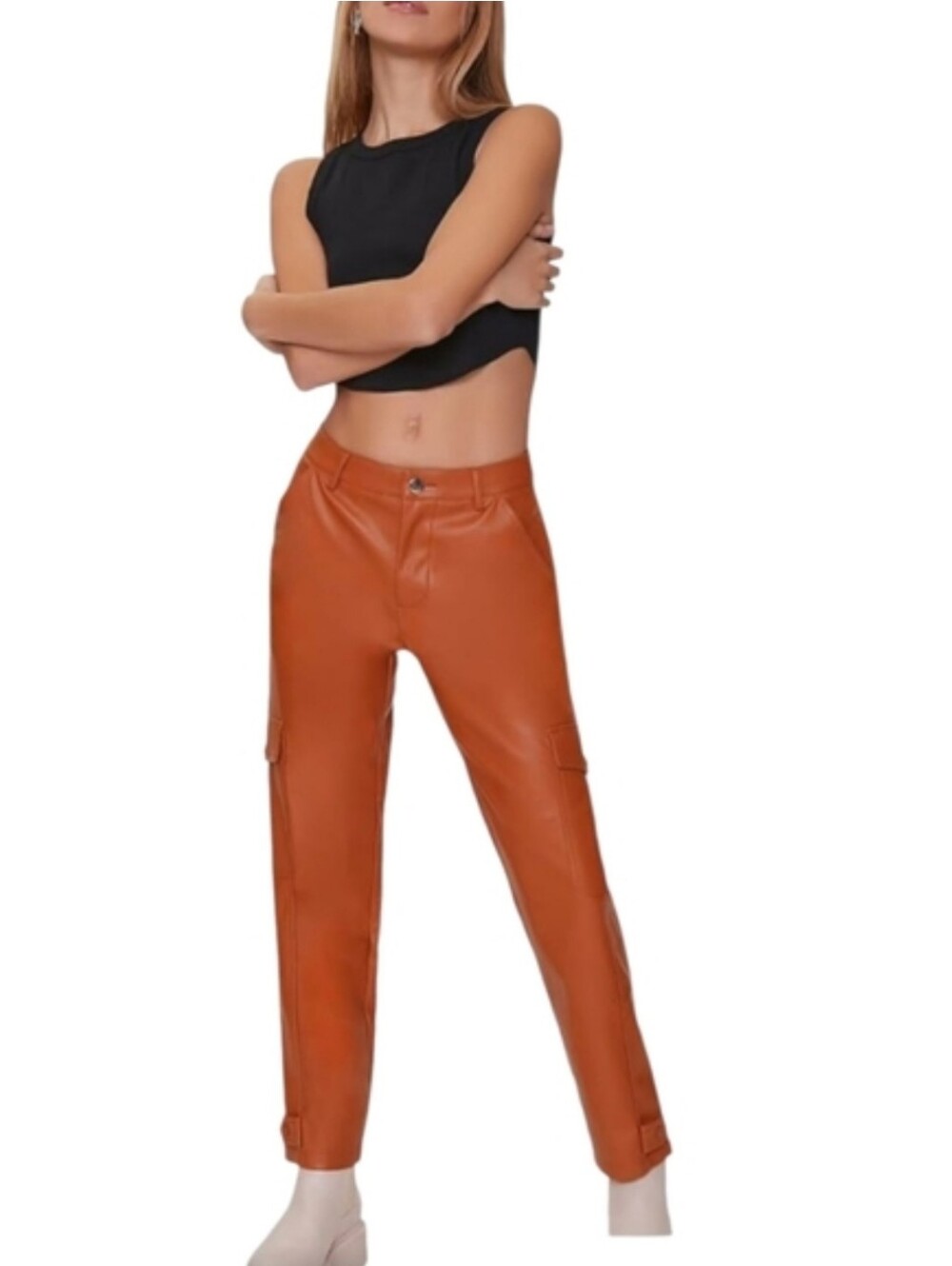 Forever 21 Faux Leather Cargo Pants